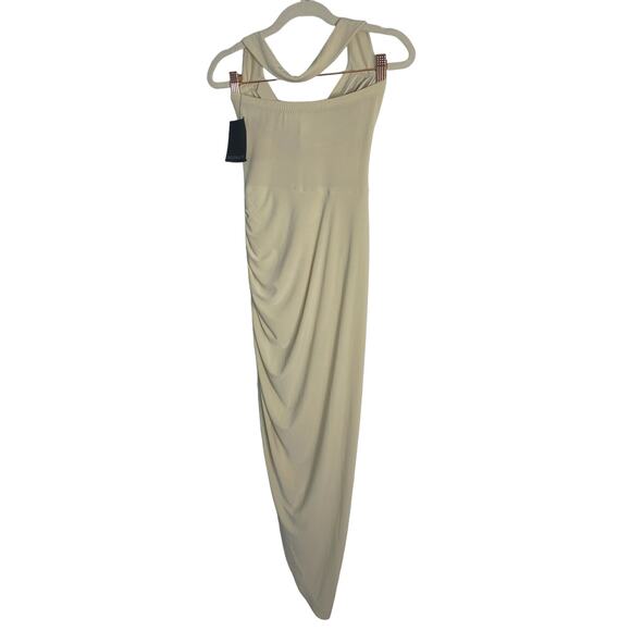 Norma Kamali Cayla Side Drape Gown Halter Neck Ruched Side Jersey Mist Size XXS - Picture 8 of 12